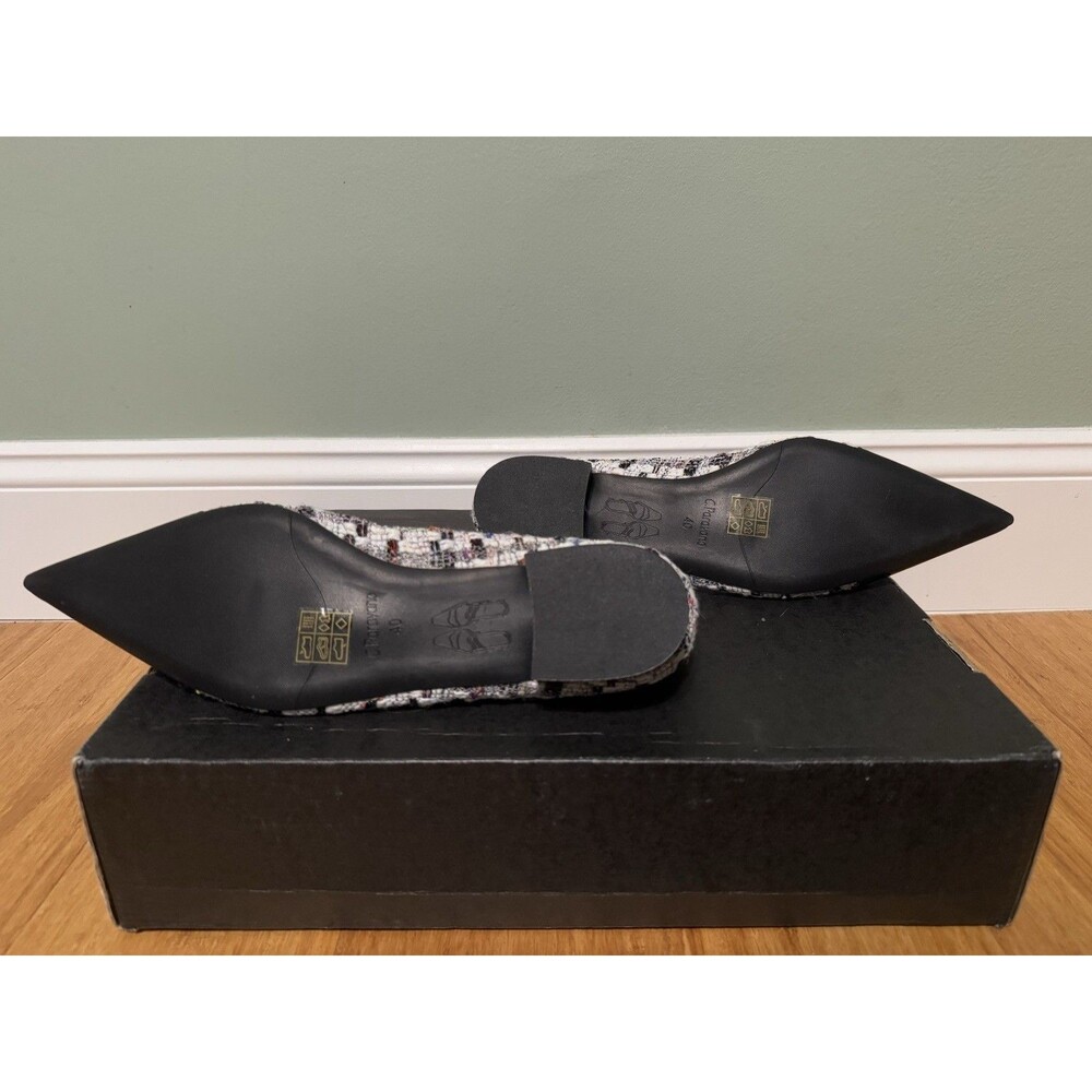 C.Paravano Women's Pointed Toe Tweed Designer Ballet Flats Leather Size 9.5 - Picture 6 of 6